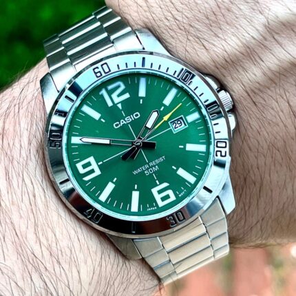 Casio Homme  MTP-VD01D-3BV Élégante Acier Vert Résistante Étanche MTP-VD01D-3BV https://aiguilledeluxe.com original Algerie DZ