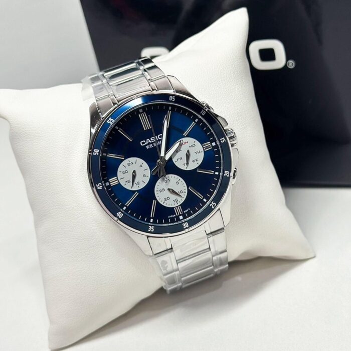 Casio Homme MTP-1374-2A3 Multifonctions Acier Cadran Bleu MTP-1374D-2A3 https://aiguilledeluxe.com original Algerie DZ