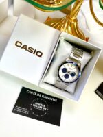 Casio  Homme MTP-1374D-7A2 Chronographe Bleu Acier Cadran Blanc MTP-1374D-7A2 https://aiguilledeluxe.com original Algerie DZ
