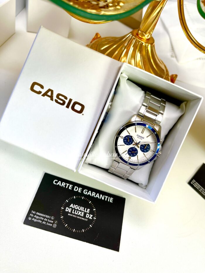 Casio  Homme MTP-1374D-7A2 Chronographe Bleu Acier Cadran Blanc MTP-1374D-7A2 https://aiguilledeluxe.com original Algerie DZ