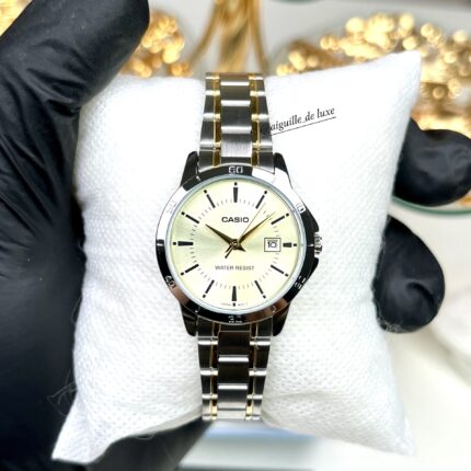 Casio Femme LTP-V004SG-9A Élégante Deux Tons Cadran Champagne Dateur LTP-V004SG-9A https://aiguilledeluxe.com original Algerie DZ