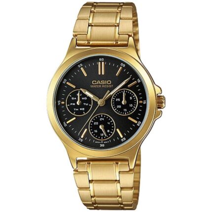 Casio Femme LTP-V300G-1A Élégante Acier Inoxydable Doré Cadran Noir Multifonction LTP-V300G-1A https://aiguilledeluxe.com original Algerie DZ