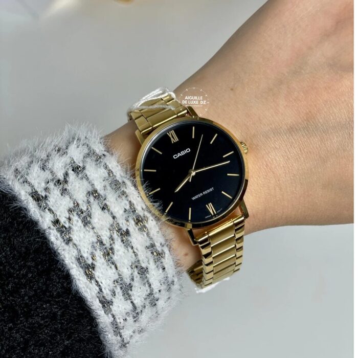 Casio Femme LTP-VT01G-1B Classe Cadran Noir Bracelet Inoxydable doré LTP-VT01G-1B https://aiguilledeluxe.com original Algerie DZ