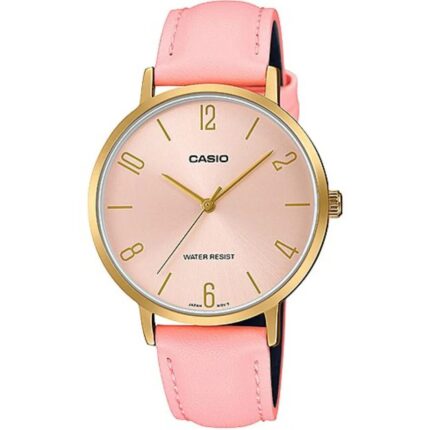 Casio Femme LTP-VT01GL-4B Élégante Boitier Doré Cadran Rose Bracelet Cuir Rose LTP-VT01GL-4B https://aiguilledeluxe.com original Algerie DZ