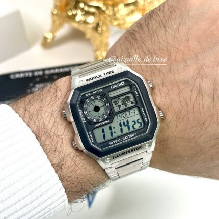 Casio Homme AE-1200WD-1A Classique Robuste Acier Inoxydable Argenté Digital Multifonction 100M AE-1200WD-1A https://aiguilledeluxe.com original Algerie DZ
