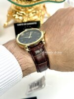 Casio Homme MTP-V001GL-1B Élégante Plaqué Or Cadran Noir Bracelet Cuir MTP-V001GL-1B https://aiguilledeluxe.com original Algerie DZ