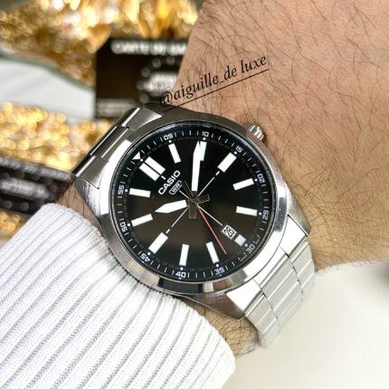 Casio Homme MTP-VD02D-1E Élégante Acier Inoxydable Cadran Noir MTP-VD02D-1E https://aiguilledeluxe.com original Algerie DZ