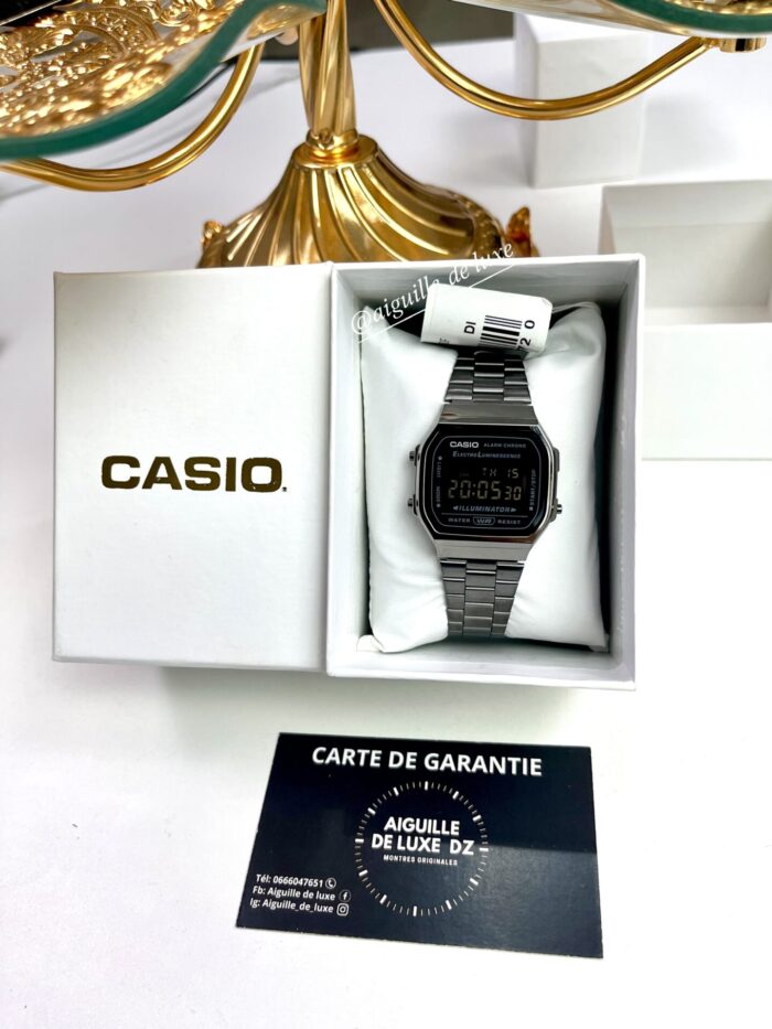 Casio Unisexe A168WGG-1B Élégance Sombre Acier Inoxydable Noir Digital Multifonction A168WGG-1B https://aiguilledeluxe.com original Algerie DZ