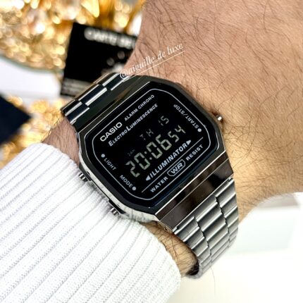 Casio Unisexe A168WGG-1B Élégance Sombre Acier Inoxydable Noir Digital Multifonction A168WGG-1B https://aiguilledeluxe.com original Algerie DZ