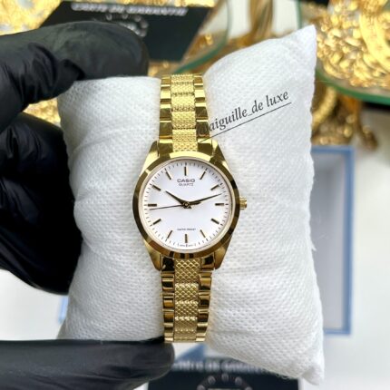 Casio Femme LTP-1274G-7A Élégante Cadran Blanc Bracelet Doré LTP-1274G-7A https://aiguilledeluxe.com original Algerie DZ