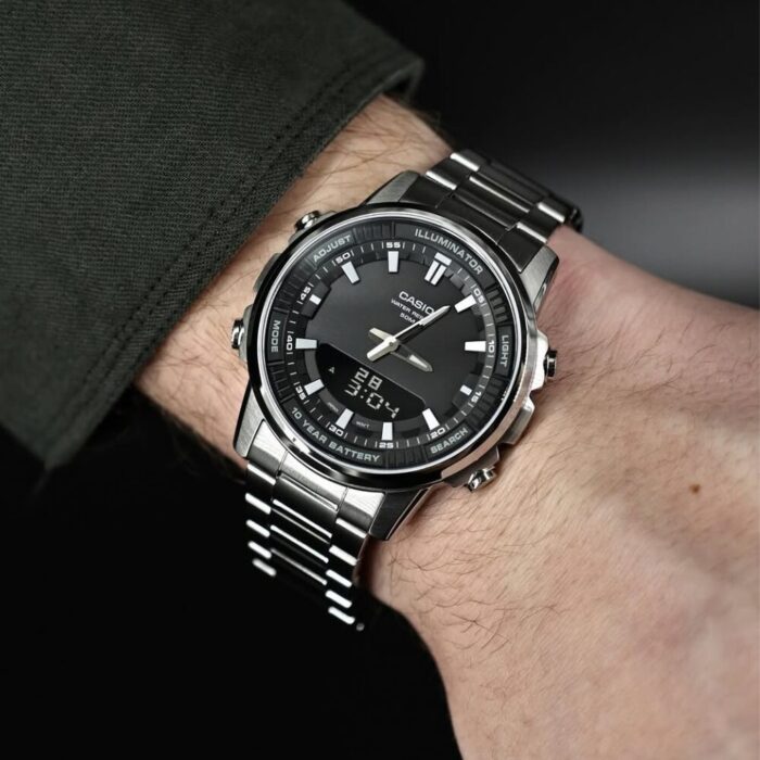 Casio Homme AMW-880D-1A Analogique Numérique Acier Inoxydable Autonomie 10 Ans AMW-880D-1A https://aiguilledeluxe.com original Algerie DZ