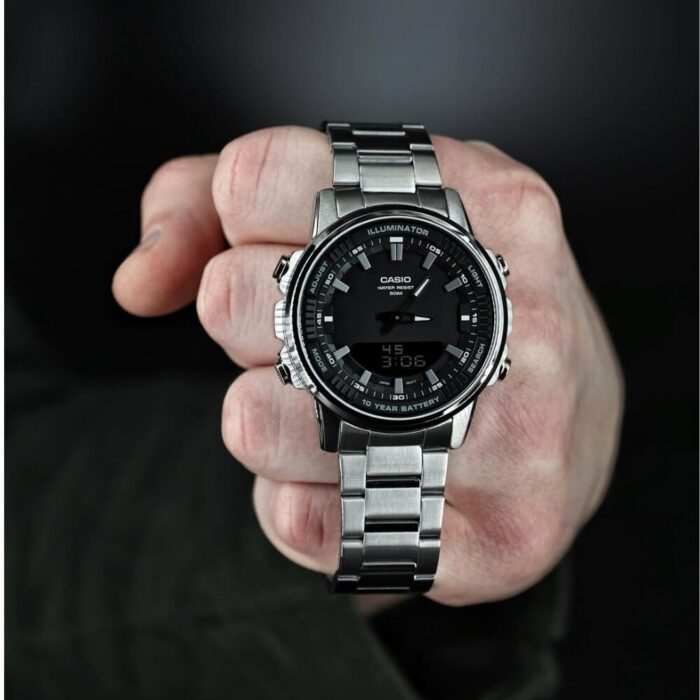 Casio Homme AMW-880D-1A Analogique Numérique Acier Inoxydable Autonomie 10 Ans AMW-880D-1A https://aiguilledeluxe.com original Algerie DZ