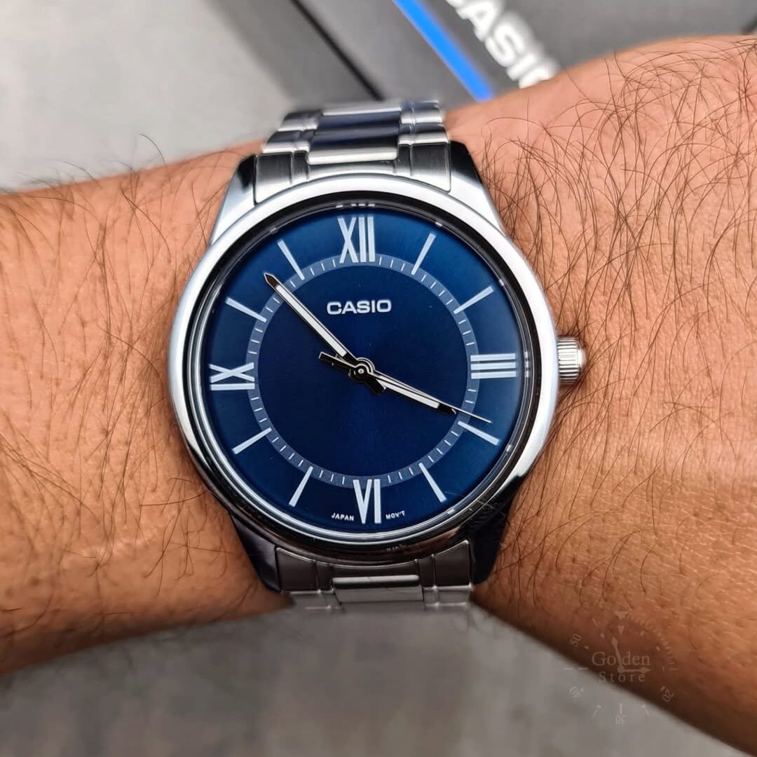 Casio Homme MTP-V005D-2B5 Montre Analogique Cadran Bleu Acier ...