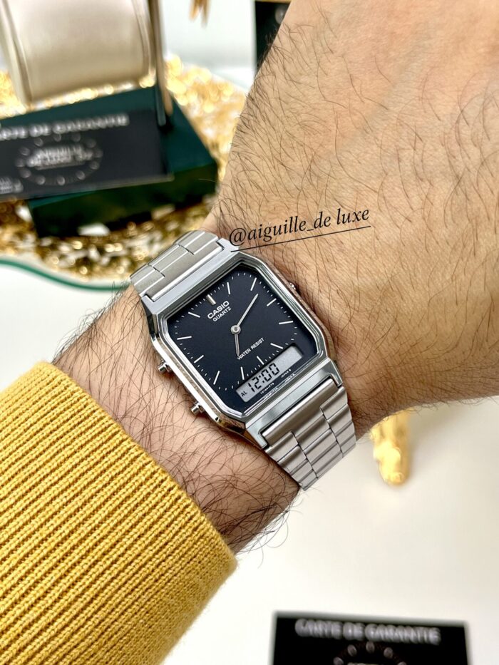 Casio Unisexe AQ-230A-3A Vintage Bimode Cadran Vert Émeraude Bracelet Acier AQ-230A-3A https://aiguilledeluxe.com original Algerie DZ
