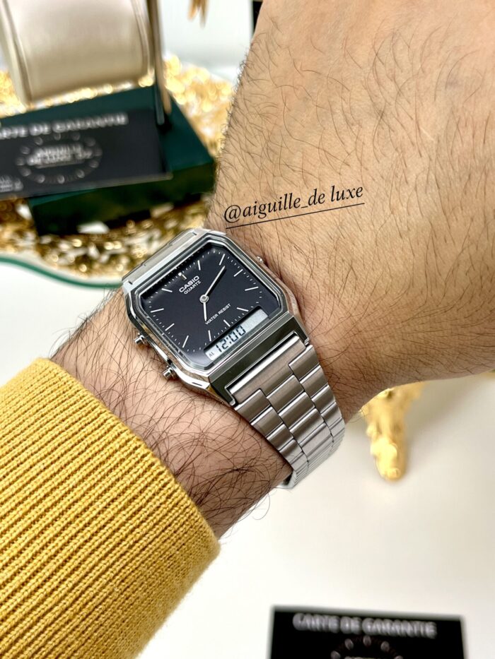 Casio Unisexe AQ-230A-3A Vintage Bimode Cadran Vert Émeraude Bracelet Acier AQ-230A-3A https://aiguilledeluxe.com original Algerie DZ