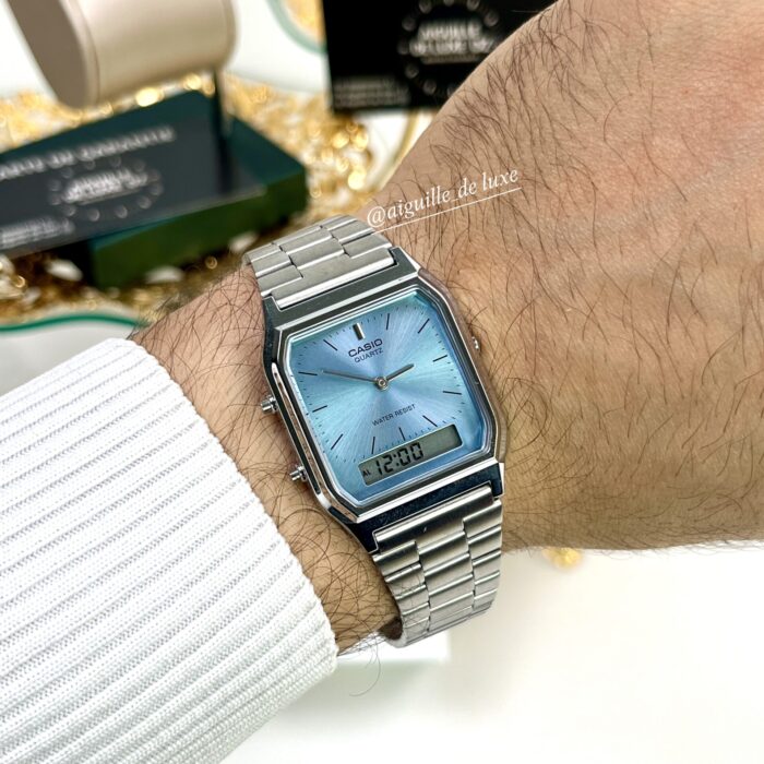 Casio Unisexe AQ-230A-2A1 Analogique-Digitale Cadran Bleu Clair AQ-230A-2A1 https://aiguilledeluxe.com original Algerie DZ