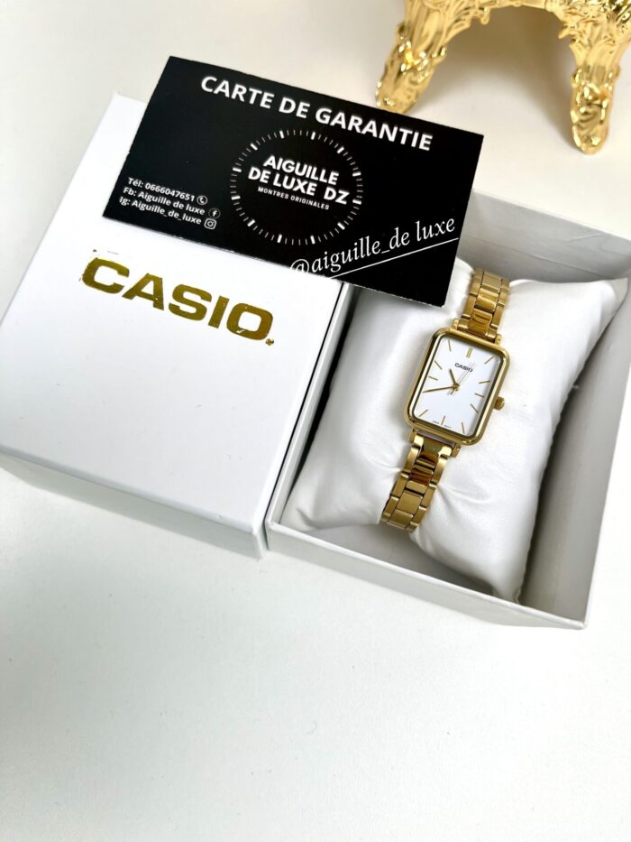 Casio Femme LTP-V009G-7E Élégante Acier Inoxydable Doré Cadran Blanc Analogique LTP-V009G-7E https://aiguilledeluxe.com original Algerie DZ