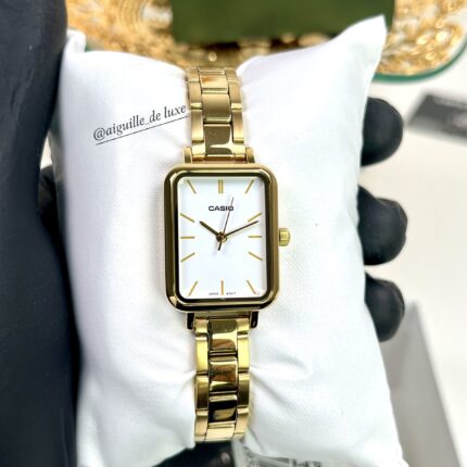 Casio Femme LTP-V009G-7E Élégante Acier Inoxydable Doré Cadran Blanc Analogique LTP-V009G-7E https://aiguilledeluxe.com original Algerie DZ
