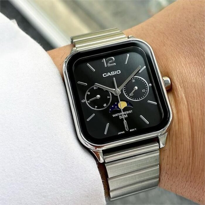 Casio Homme MTP-M305D-1A Multifonction Acier Inoxydable Indicateur de Phase Lunaire MTP-M305D-1A https://aiguilledeluxe.com original Algerie DZ