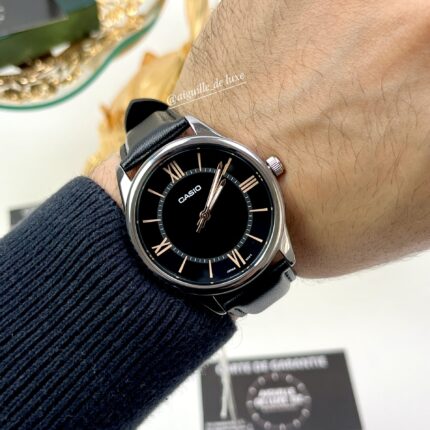 Casio Homme MTP-V005L-1B5 Élégante Cuir Noir Cadran Noir Chiffres Romains MTP-V005L-1B5 https://aiguilledeluxe.com original Algerie DZ