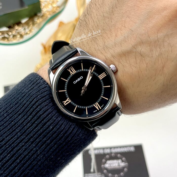 Casio Homme MTP-V005L-1B5 Élégante Cuir Noir Cadran Noir Chiffres Romains MTP-V005L-1B5 https://aiguilledeluxe.com original Algerie DZ