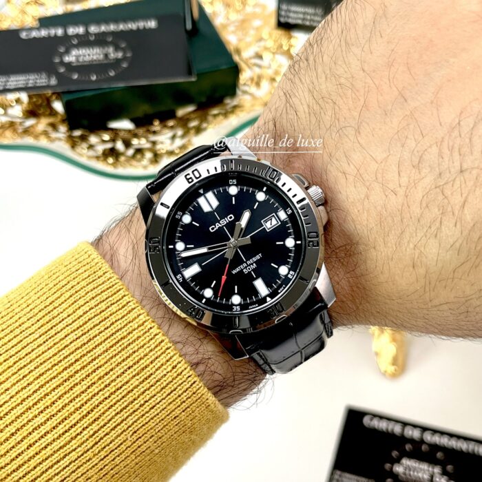 Casio Homme MTP-VD01L-1E  Sportive Cadran Noir Bracelet Cuir Noir MTP-VD01L-1E https://aiguilledeluxe.com original Algerie DZ