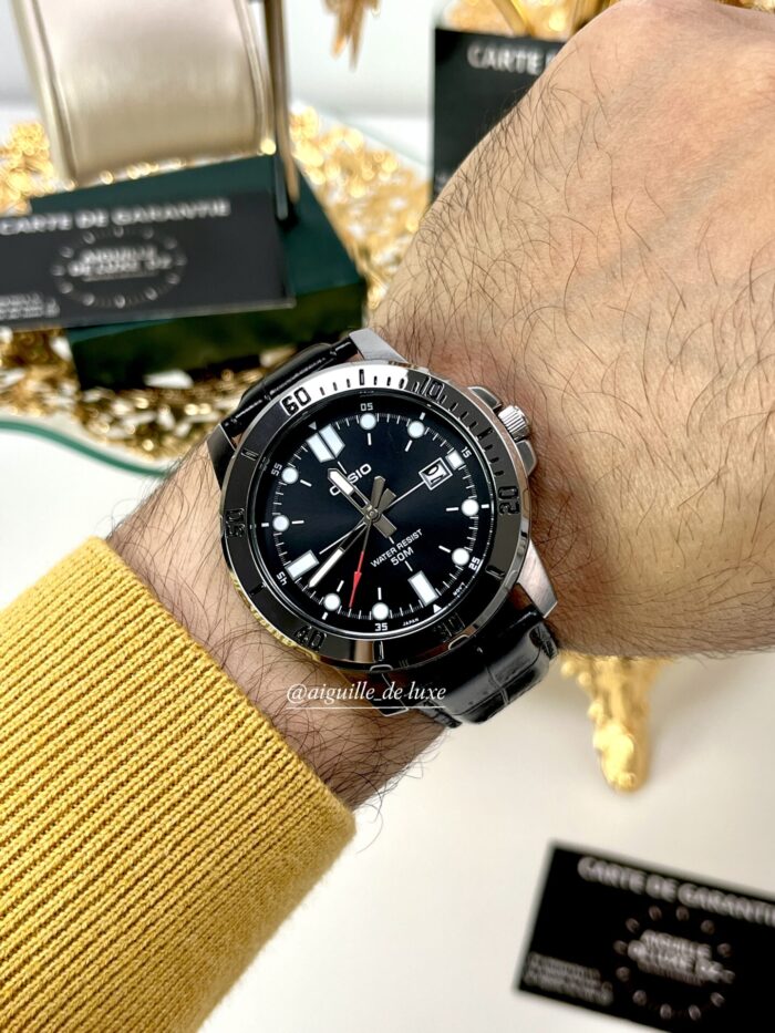 Casio Homme MTP-VD01L-1E  Sportive Cadran Noir Bracelet Cuir Noir MTP-VD01L-1E https://aiguilledeluxe.com original Algerie DZ