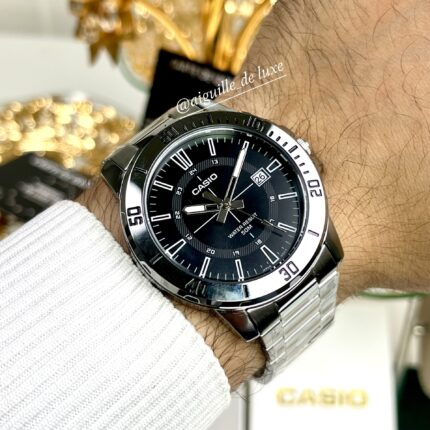 Casio MTP-VD01D-1C Homme  Sportif Acier Inoxydable Cadran Noir Dateur MTP-VD01D-1C https://aiguilledeluxe.com original Algerie DZ