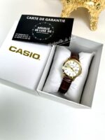 Casio Femme LTP-V004GL-9A Dorée Bracelet Cuir Marron Cadran Doré LTP-V004GL-9A https://aiguilledeluxe.com original Algerie DZ
