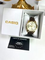 Casio Homme MTP-V004GL-9A Élégante Cadran Doré Cuir Marron Analogique avec Dateur MTP-V004GL-9A https://aiguilledeluxe.com original Algerie DZ