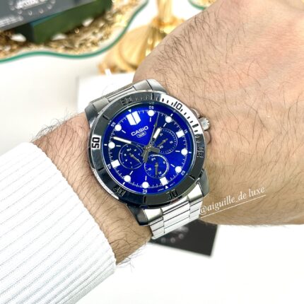 Casio Homme MTP-VD300D-2E Multifonction Acier Inoxydable Cadran Bleu MTP-VD300D-2E https://aiguilledeluxe.com original Algerie DZ