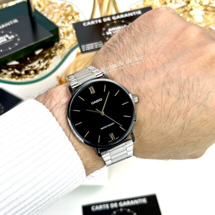 Casio Homme MTP-VT01D-1B Elégance Simplicité Acier Inoxydable Cadran Noir (Copie) MTP-VT01D-1B-2 https://aiguilledeluxe.com original Algerie DZ