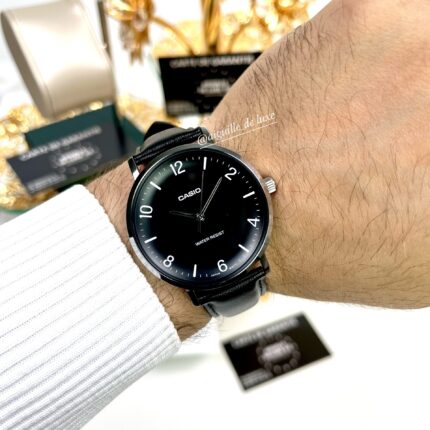Casio Homme MTP-VT03L-1B Cuir Noir Sobriété Polyvalence Cadran Noir MTP-VT03L-1B https://aiguilledeluxe.com original Algerie DZ