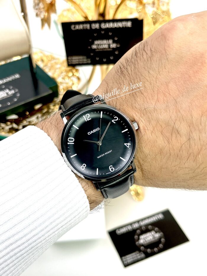 Casio Homme MTP-VT03L-1B Cuir Noir Sobriété Polyvalence Cadran Noir MTP-VT03L-1B https://aiguilledeluxe.com original Algerie DZ
