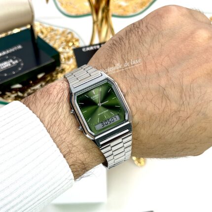 Casio Unisexe AQ-230A-3A Vintage Bimode Cadran Vert Émeraude Bracelet Acier AQ-230A-3A https://aiguilledeluxe.com original Algerie DZ