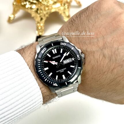 Casio Homme MTD‑125D‑1A1 Montre Plongée Quartz Acier Robuste Cadran Noir Résistance 100 m MTD-125D-1A1 https://aiguilledeluxe.com original Algerie DZ