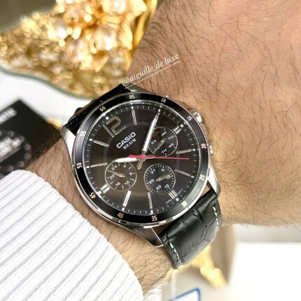Casio Homme MTP‑1374L‑1A Chrono Classique Cuir Noir Jour/Date MTP-1374L-1A https://aiguilledeluxe.com original Algerie DZ