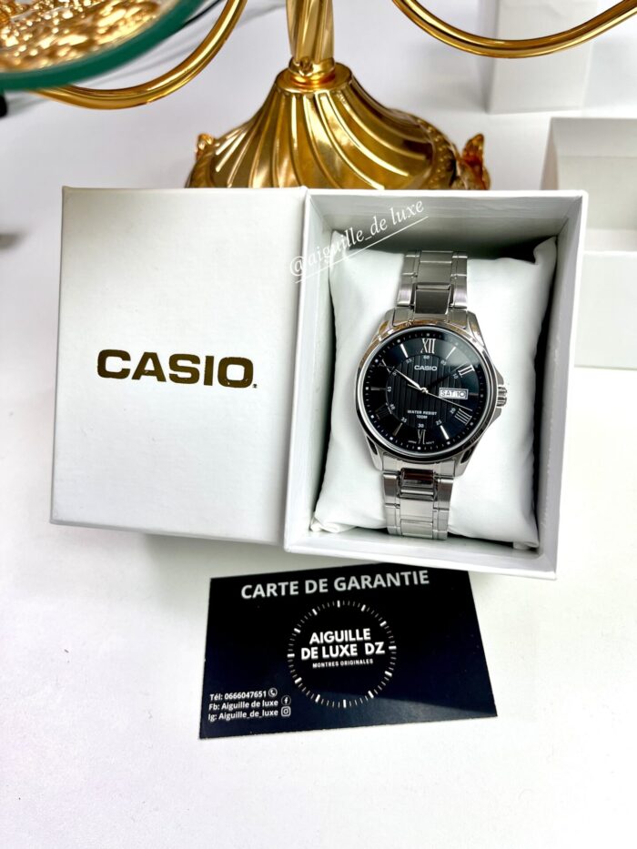 Casio Homme MTP‑1384D‑1A Classe Acier Inoxydable Cadran Noir Jour/Date MTP-1384D-1A https://aiguilledeluxe.com original Algerie DZ