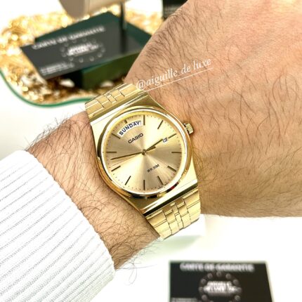 Casio Unisexe MTP‑B146G‑9A Quartz Acier Doré Charme Cadran Champagne Jour/Date MTP-B146D-2A-1 https://aiguilledeluxe.com original Algerie DZ