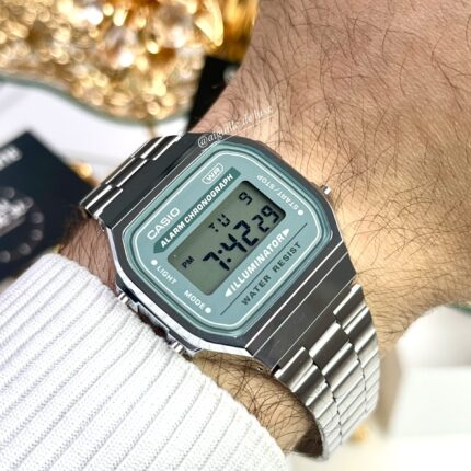 Casio Unisexe A168WA-3AY Digitale Acier Look Vintage Cadran Vert A168WA-3AY https://aiguilledeluxe.com original Algerie DZ