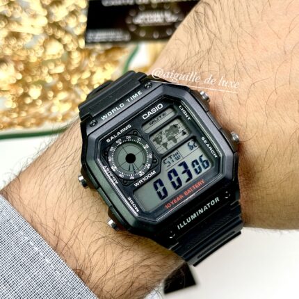 Casio Homme AE 1200WH 1A Rétro-Futuriste Monde Robuste AE-1200WH-1A https://aiguilledeluxe.com original Algerie DZ