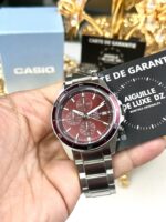 Casio Edifice Homme EFR-526D-5CV Montre Chronographe Acier Inoxydable Cadran Rouge-Marron EFR-526D-5CV https://aiguilledeluxe.com original Algerie DZ