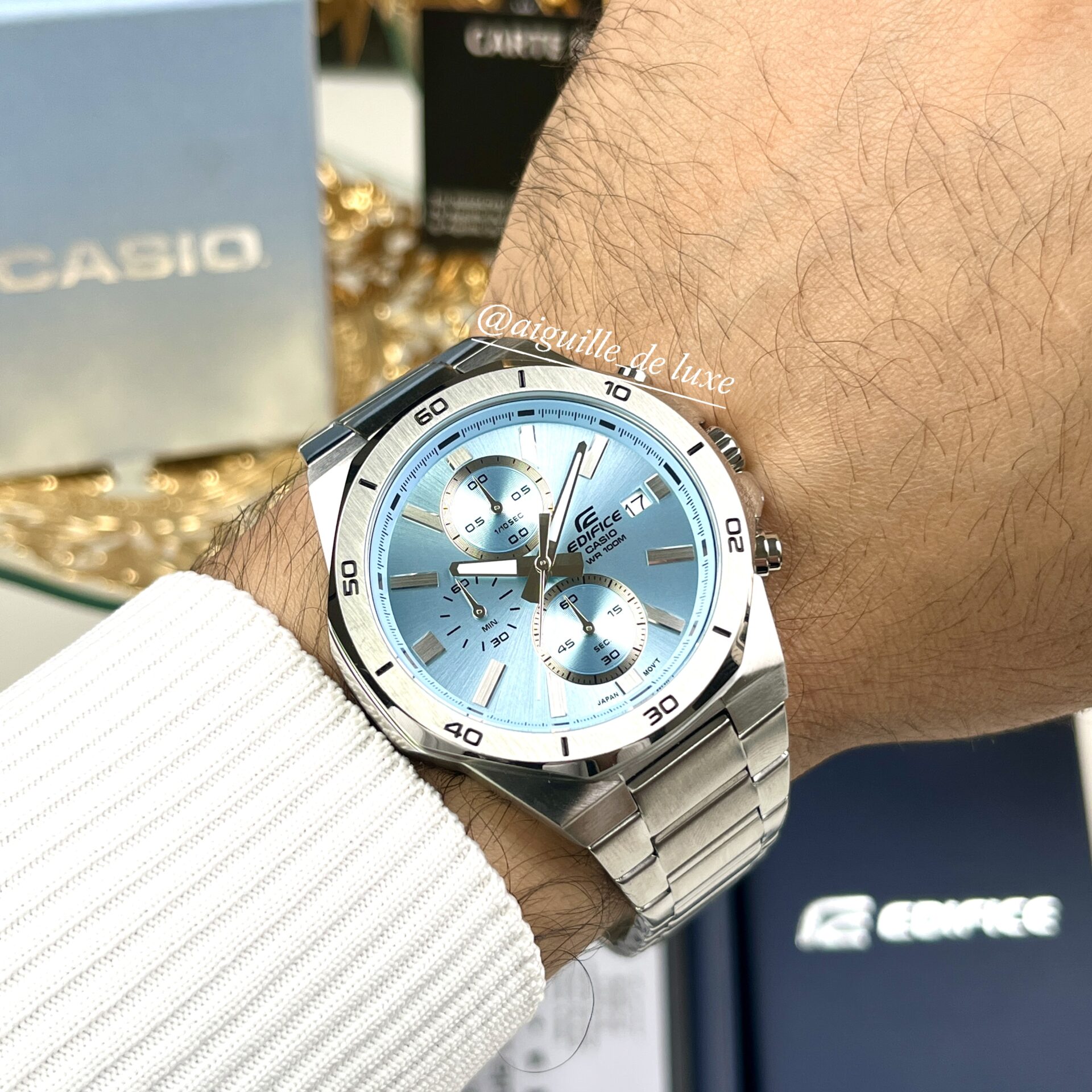 Casio Edifice Homme EFV-640D-2B Montre Chronographe Acier Inoxydable Cadran  Bleu