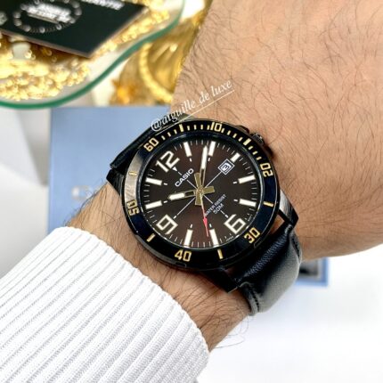 Casio Homme MTP-VD01BL-5B Cadran Noir Sport Bracelet Cuir Touche Dorée MTP-VD01BL-5B https://aiguilledeluxe.com original Algerie DZ