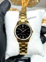 Casio Femme LTP-V005G-1B Montre Élégante Plaquée Or Cadran Noir LTP-V005G-1B https://aiguilledeluxe.com original Algerie DZ