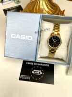 Casio Femme LTP-V005G-1B Montre Élégante Plaquée Or Cadran Noir LTP-V005G-1B https://aiguilledeluxe.com original Algerie DZ