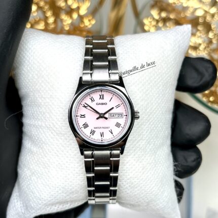 Casio Femme LTP-V006D-4B Élégante Cadran Rose Bracelet Acier Argenté LTP-V006D-4B https://aiguilledeluxe.com original Algerie DZ