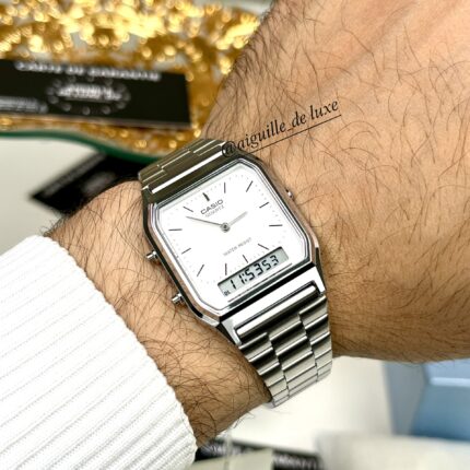 Casio Unisexe AQ-230A-7D Montre Analogique-Digitale Élégante Acier Inoxydable AQ-230A-7D https://aiguilledeluxe.com original Algerie DZ