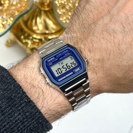 Casio Unisexe A158WEA-2 Vintage Iconique Bracelet Acier Intemporel Touche Bleue (Poignets fins à moyens) A158WEA-2 https://aiguilledeluxe.com original Algerie DZ